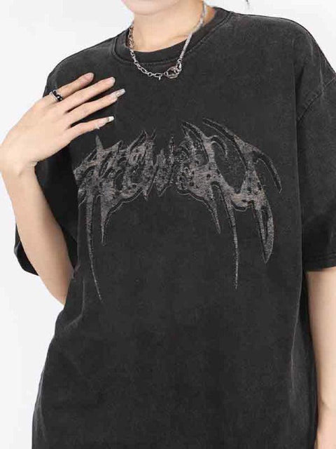 Wing Print Oversized Short Sleeve Tee - HouseofHalley