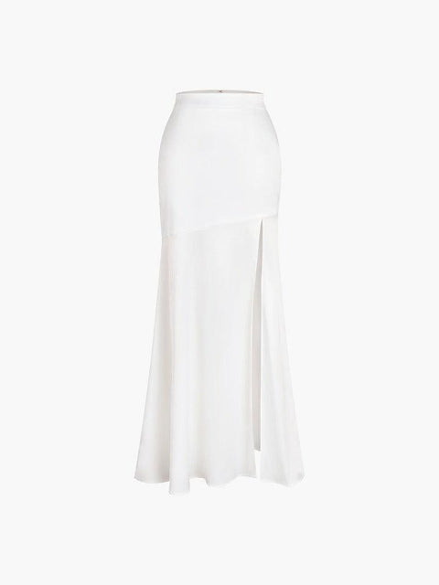 Satin Patchwork Split Maxi Skirt - HouseofHalley