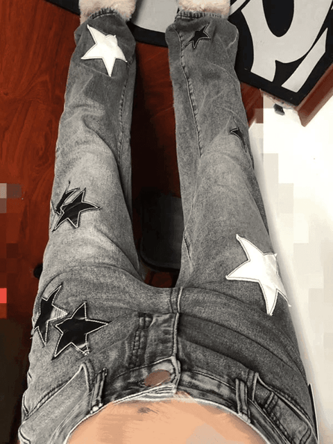 Dark Wash Star Patch Boyfriend Jeans - HouseofHalley