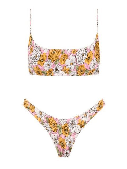 Floral Print Smocked Bikini Set - HouseofHalley