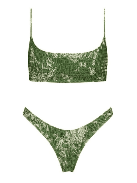 Floral Print Smocked Bikini Set - HouseofHalley