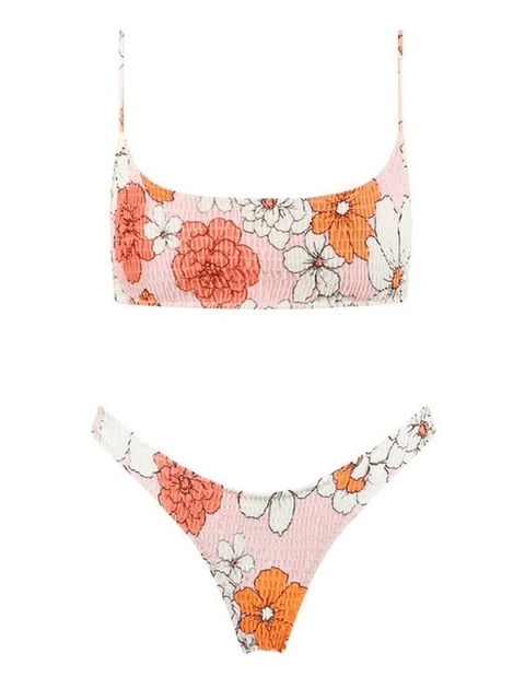 Floral Print Smocked Bikini Set - HouseofHalley