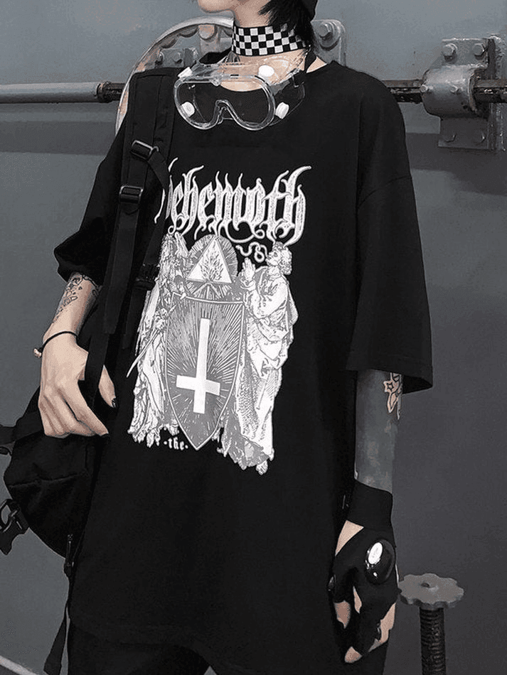 2023 Men's Gothic Ancient Cross Graphic Tee Black M in Tops&Tees Online ...