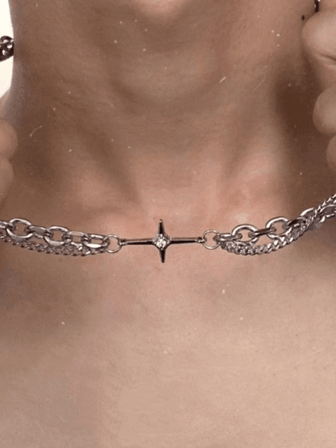 Men's Layered Geometric Link Chain Necklace - HouseofHalley