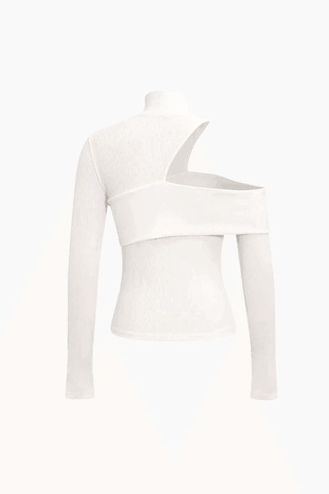 One Shoulder Mock Neck Long Sleeve Top - HouseofHalley