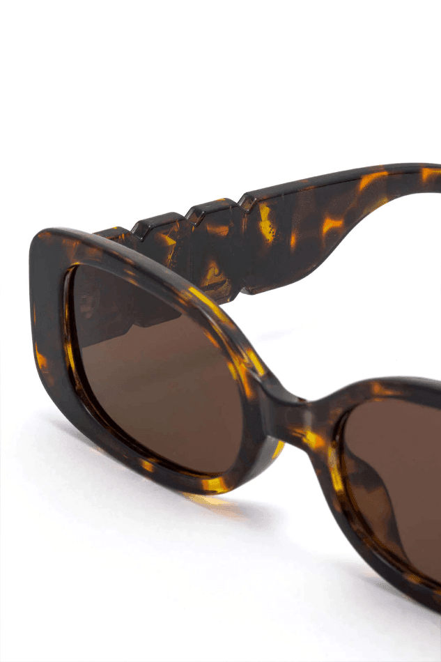 2023 Rectangular Tortoise Shell Sunglasses Brown One Size In Sunglasses