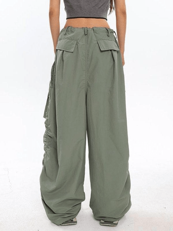 2023 Ruched Y2K Baggy Cargo Pants Green S in Cargo Pants Online Store ...