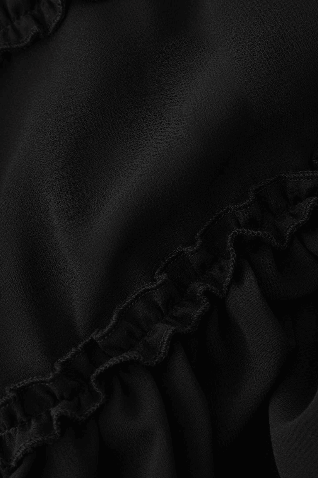2024 Tie Front Sheer Ruffle Cami Top Black S in Tops Online Store ...