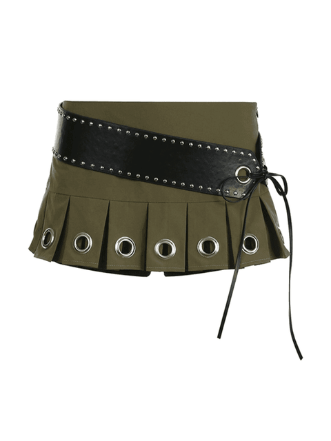 Ultra Short Low Waist Belt Mini Skirt - HouseofHalley