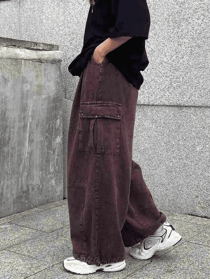 2024 Vintage Baggy Cargo Jeans Brown L in Jeans Online Store ...