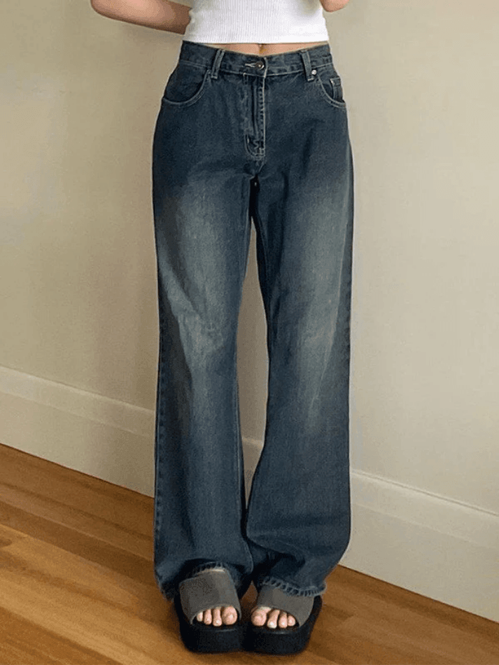 2024 Vintage Blue Wash Boyfriend Jeans Blue S in Boyfriend Jeans Online ...