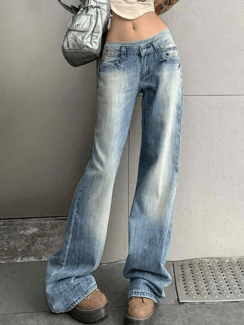 Washed Distressed Low Waist Boyfriend Jeans - HouseofHalley