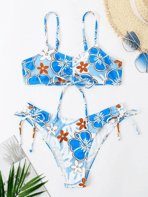 Wave Floral Print Bikini Set - HouseofHalley