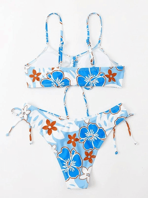 Wave Floral Print Bikini Set - HouseofHalley