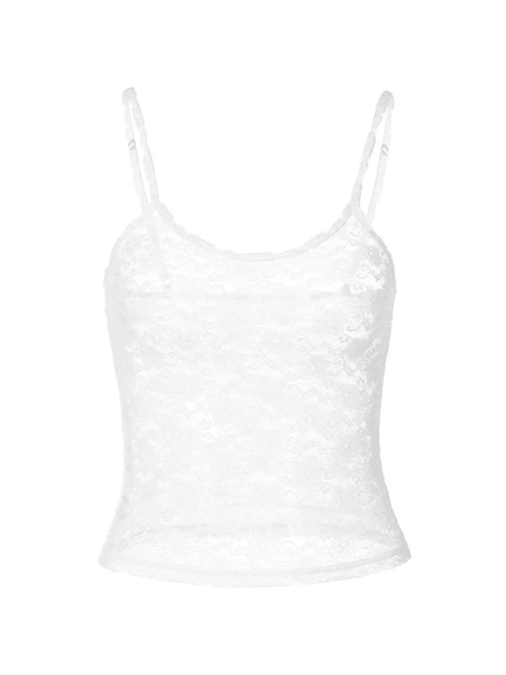 2024 White Sheer Lace Crop Cami Top White S in Cami Tops Online Store ...